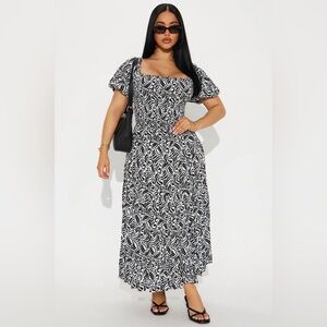 Fashion Nova Havanna Smocked Midi Dress - Black/White size 2x